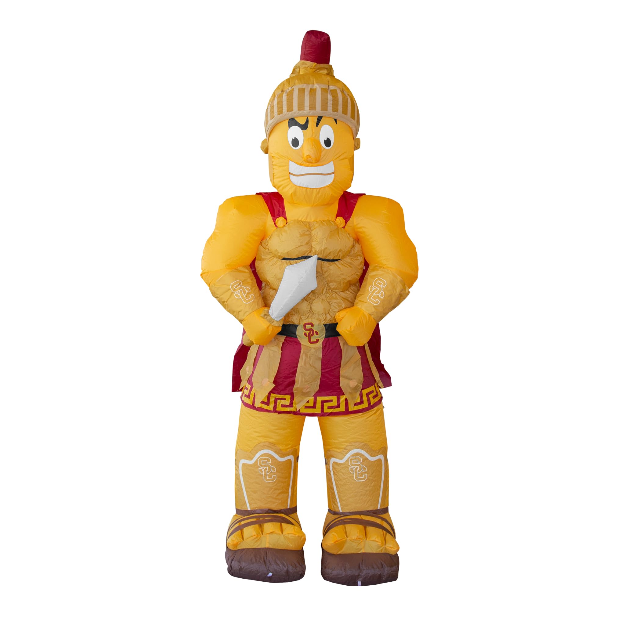 Logo Brands NCAA USC Trojans 7ft Inflatable Yard Mascot - Easy Inflation with 12V Blower, LED Lights for Indoor/Outdoor Fun