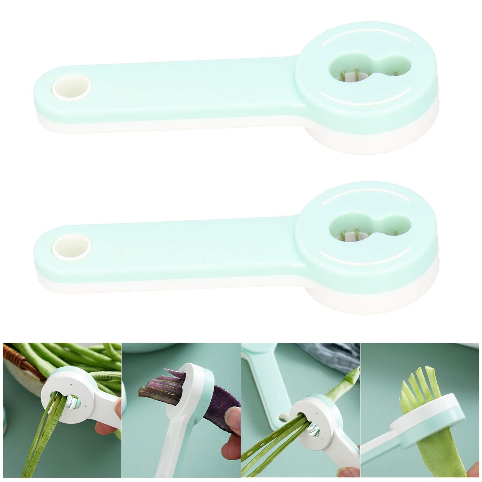 2 Pcs Snow Bean Green Bean French Bean Slicer Cutter Stainless Steel Long Bean Kitchen Tool