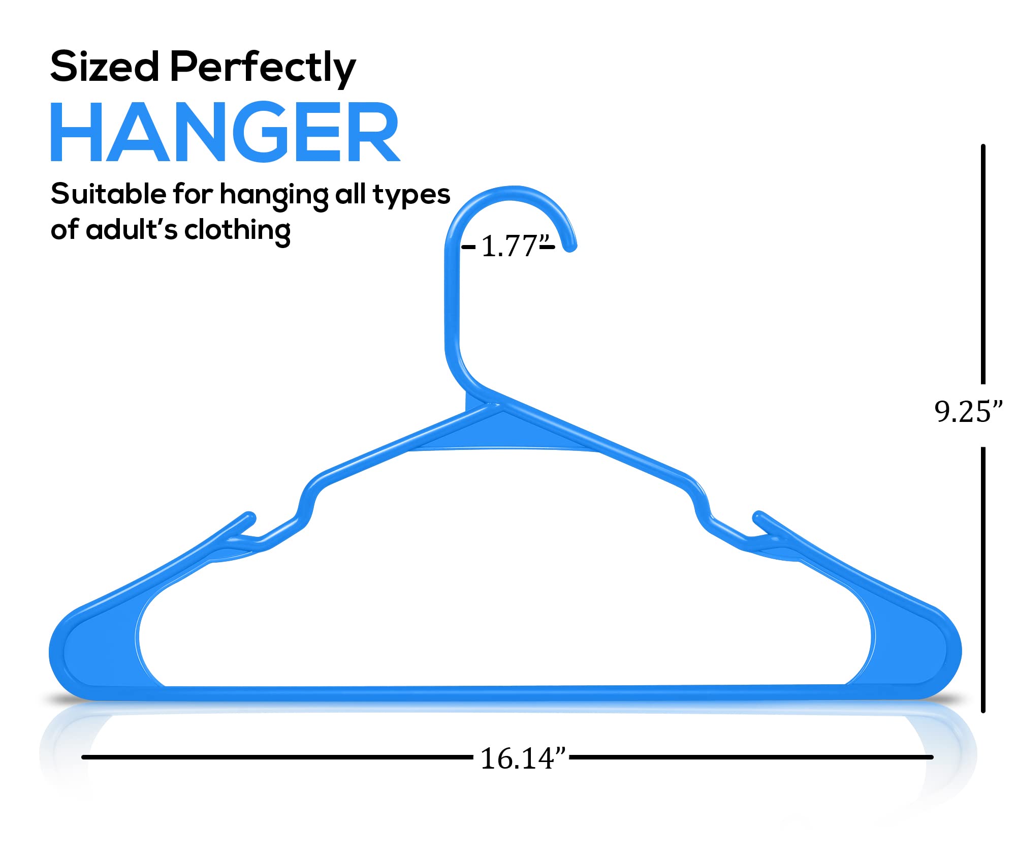 Utopia Home Clothes Hangers 50 Pack - Plastic Hangers Space Saving - Durable Coat Hanger With Shoulder Grooves (Blue)