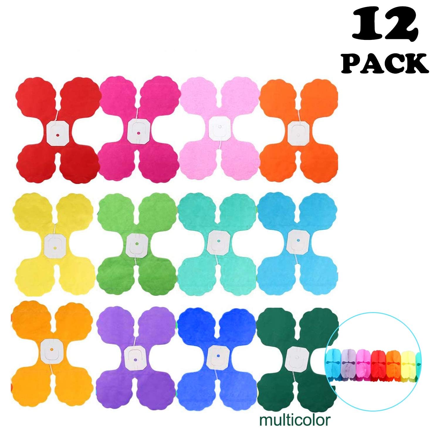 12 Pack Colorful Four Leaf Clover Paper Flowers Garland Decorations Reusable Party Streamers Hanging Garland Tissue Flower Hangi