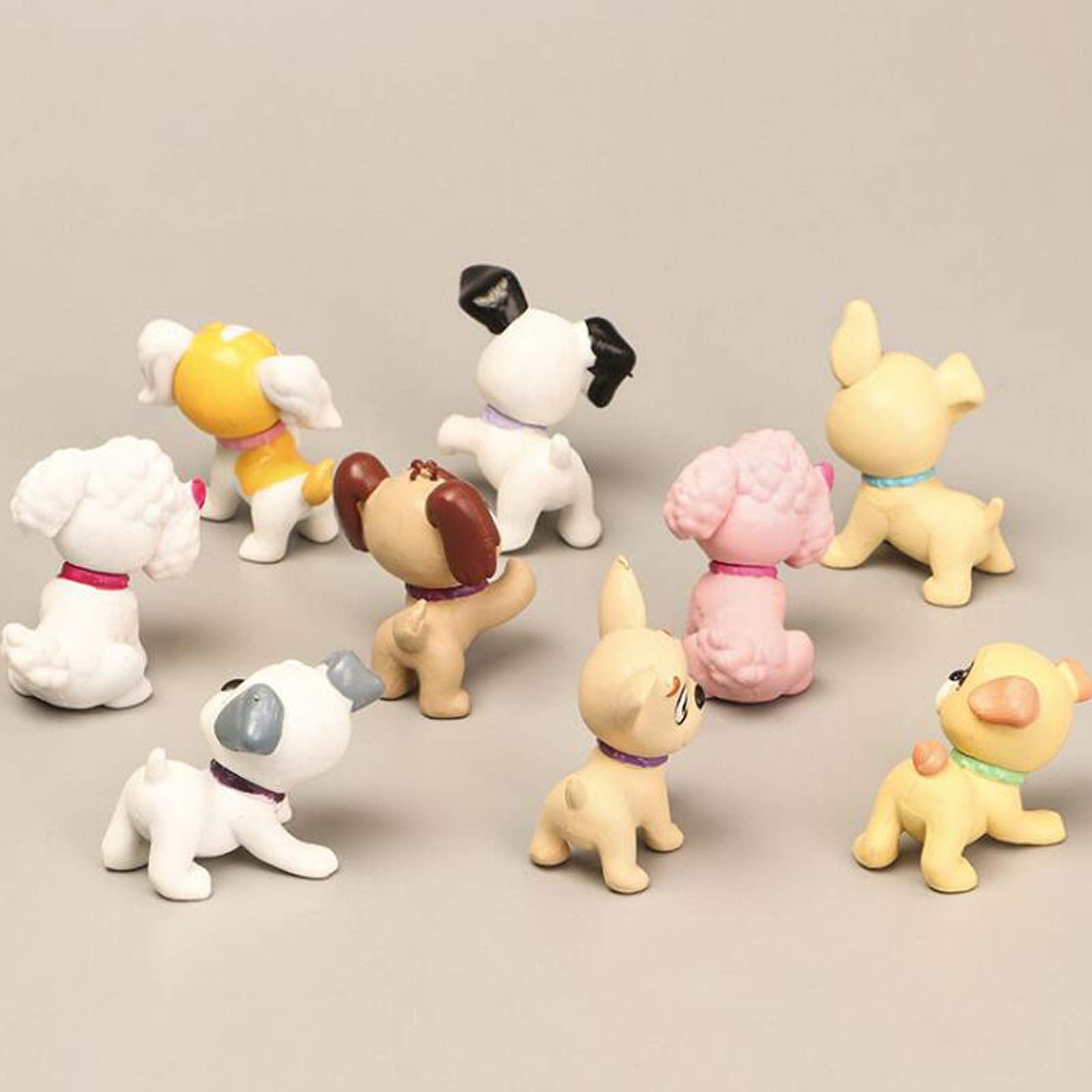 Dog Figurines Playset, 9 Pcs Realistic Detailed Puppy Figures Fairy Garden Miniature Dog Figurines Collection Playset Cake Toppe