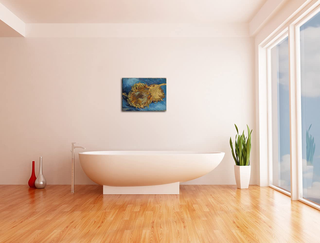 Wieco Art Sunflowers Floral Giclee Canvas Prints Wall Art By Vincent Van Gogh Famous Oil Paintings Reproduction Modern Stretched