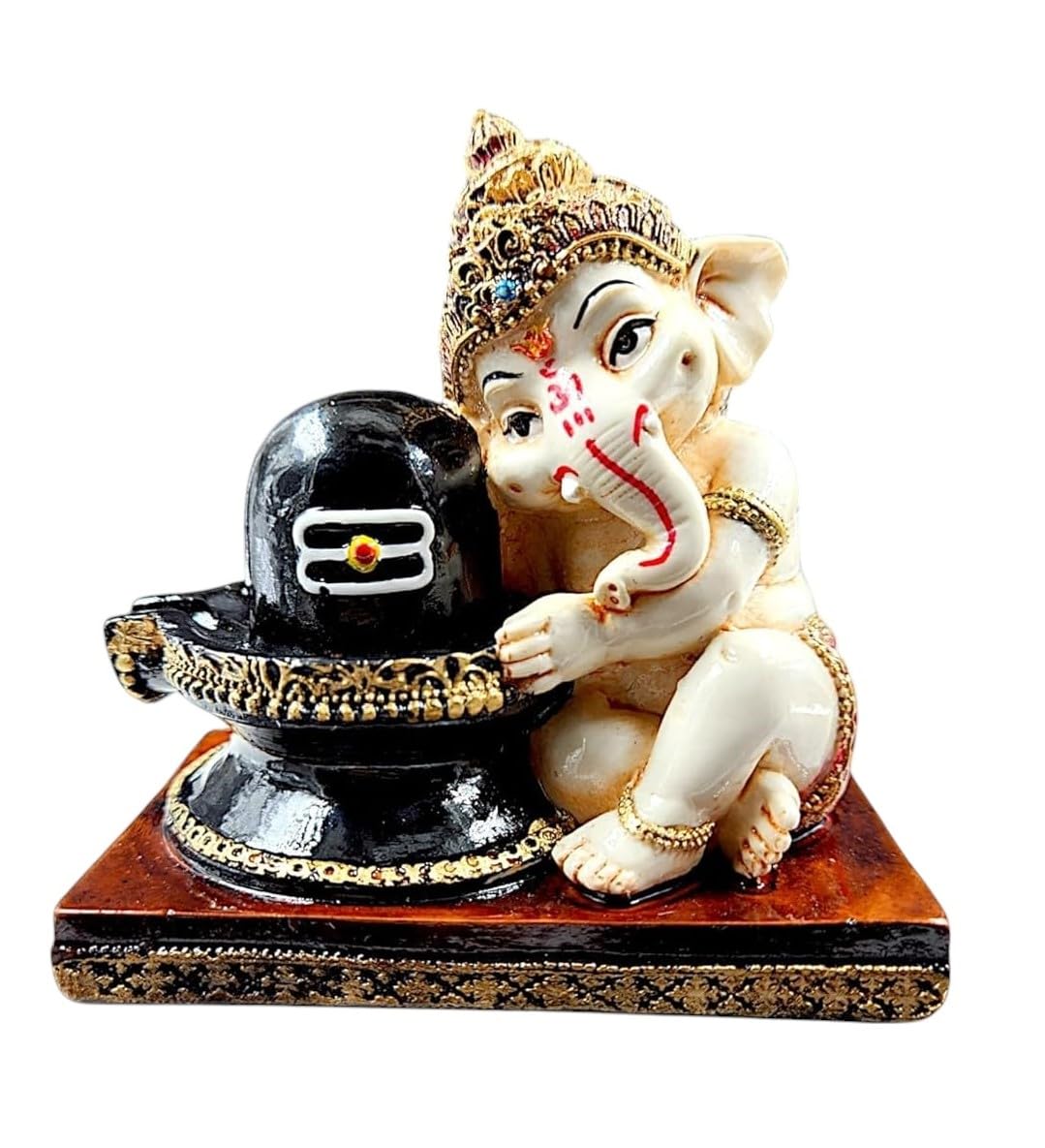 Ani Divine Colorful Mahadev Shivling With Ganesh Idol Statue For Home Puja, Temple, Car Dashboard