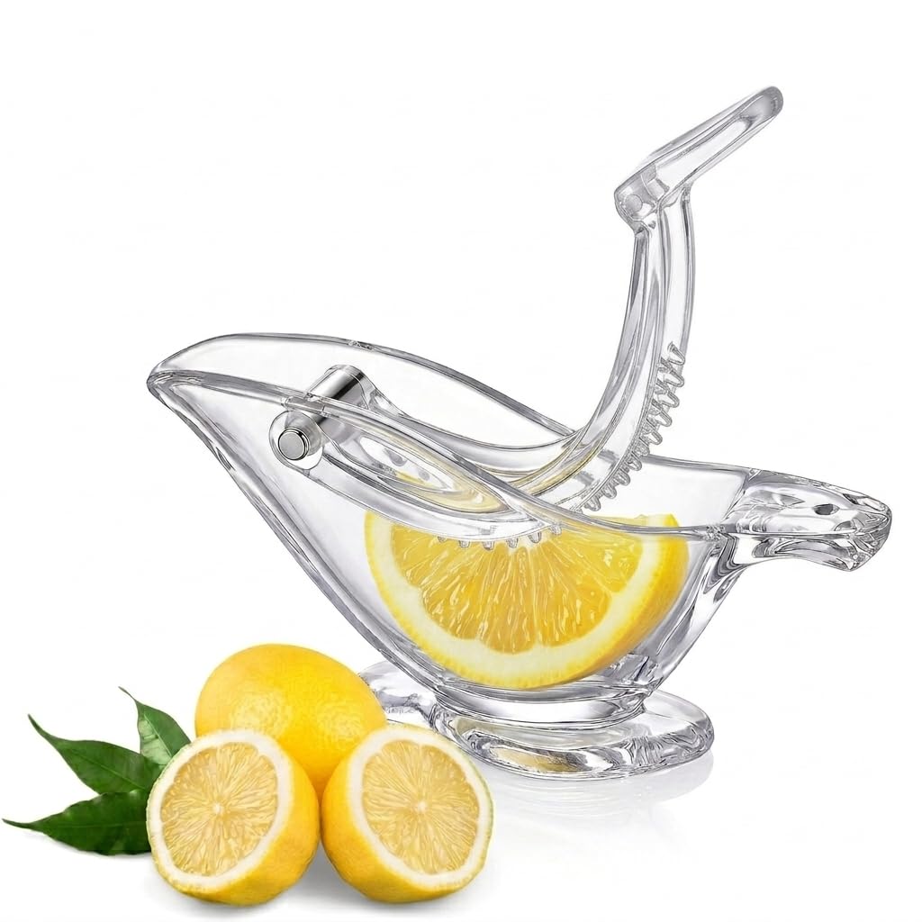 Jpiez Manual Lemon Squeezer, Acrylic Manual Lemon Slice Squeezer, Hand Press Citrus Juicer, With BuiltIn Strainer