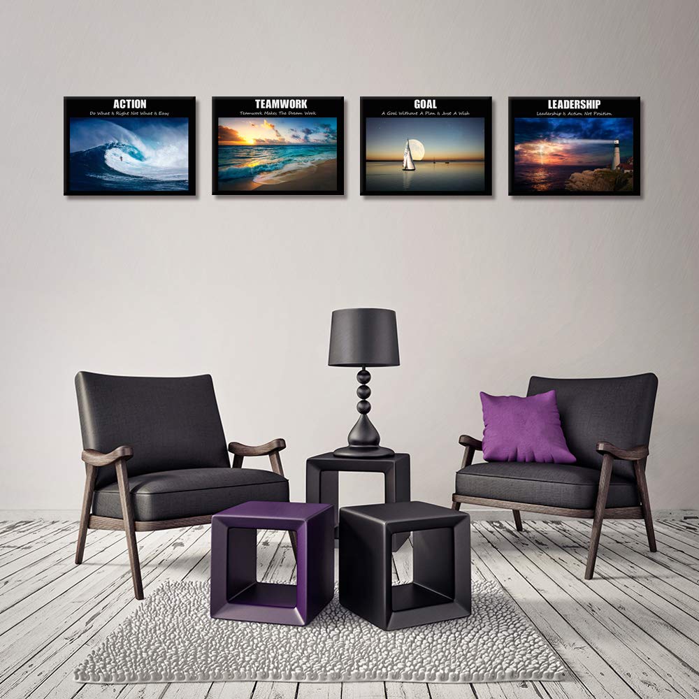 Visual Art Decor Large Motivation Teamwork Leadership Action Goal Inspirational Quotes Canvas Wall Art Ocean Waves Sea Seascape