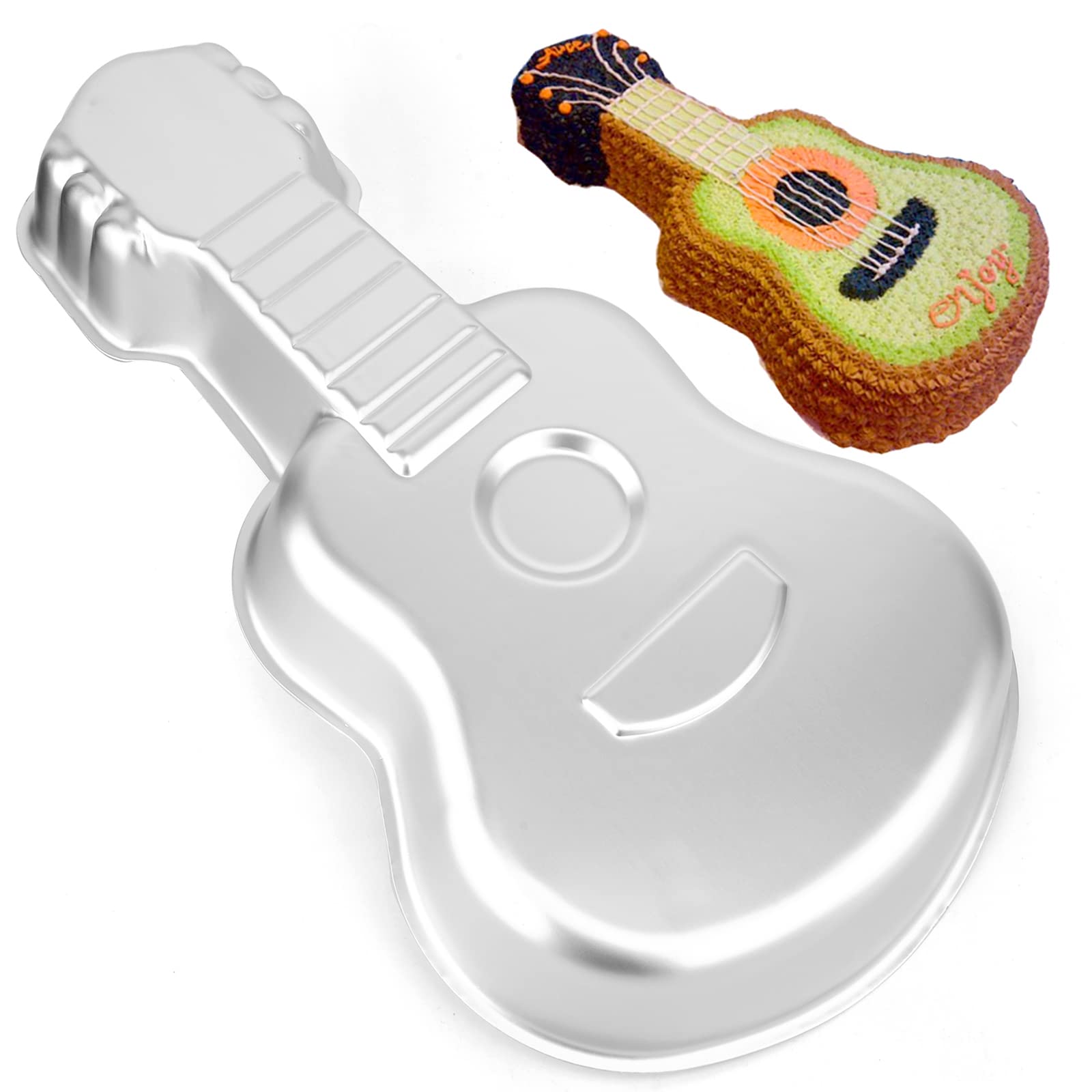 Guitar Shaped Cake Pan, Aluminum 3D Birthday Cake Mold Baking Mould Tin Cake Pan - Guitar (16.5 Inch)