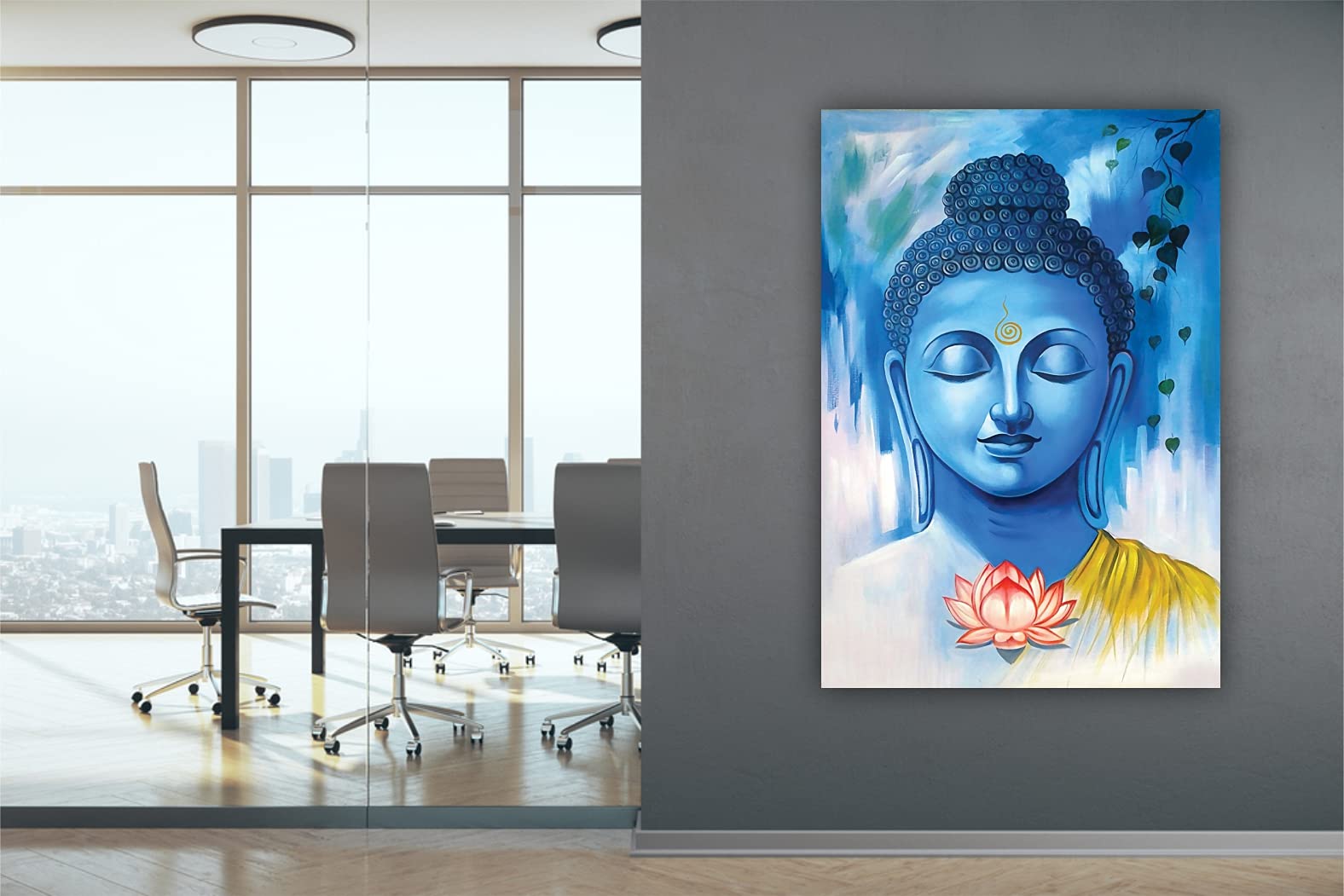 Infinity Interiors Calm Face Lord Buddha 3D Wall Stickers Pvc Self Adhesive Vinyl Wall Poster For Living Room, Hall, Play Room,
