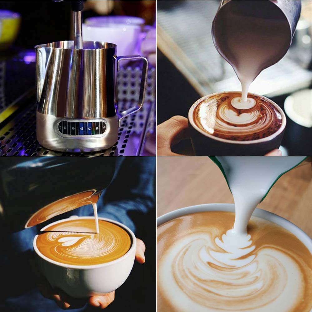 Dailyart 600Ml/20 Oz Milk Frothing Pitcher With Integrated Thermometer, 304 Stainless Steel Milk Frother Cup, Espresso Accessori