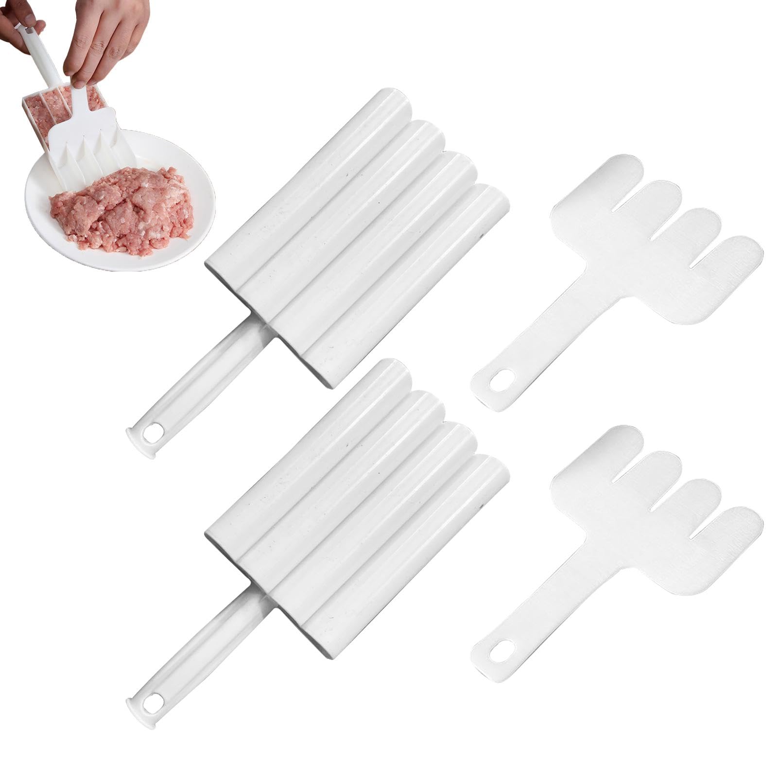 2 Pcs White Creative Kitchen Triple Meatball Maker, DIY Meatball Making Tools Set, Non-Stick Meat ball Maker for Meatballs Lover