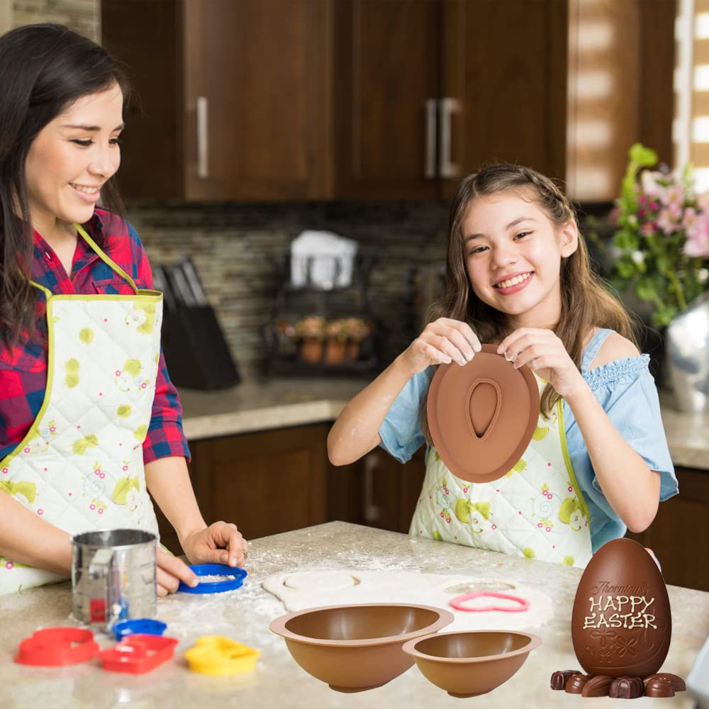 Easter Egg Silicone Mold For Chocolate, 4Pcs 3D Egg Shape Molds 2 X 4Inch & 2 X 6Inch Large Size Non-Stick Diy Baking Candy Mold