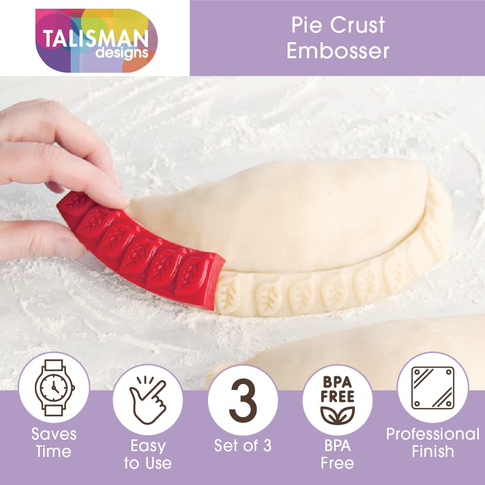Talisman Designs Pastry Stamps | Set Of 3 | Pie Crust Embosser | Pie Decorating Tools & Gadgets | Pie Baking Crust Cutters | Cut