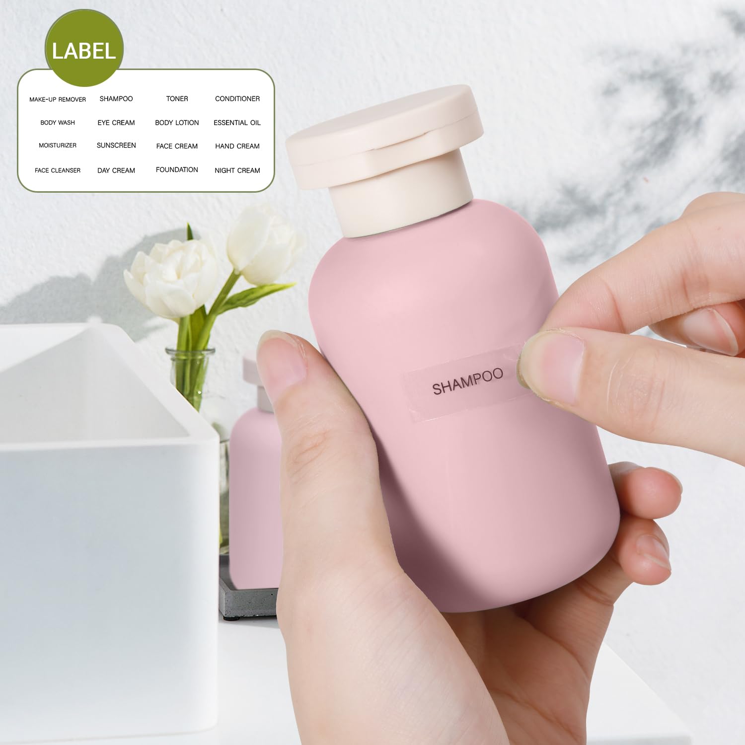 Asevat 3.4 Oz Plastic Squeeze Bottle For Lotion, Plastic Empty Shampoo Conditioner Container, Plastic Travel Size Toiletries Bot