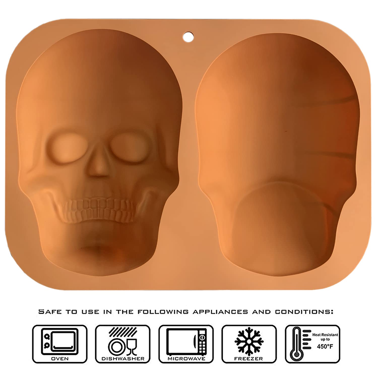 Jetkong Large Skull Cake Pan Haunted Skull Baking Cake Mold For Halloween And Birthday Party (Brown)