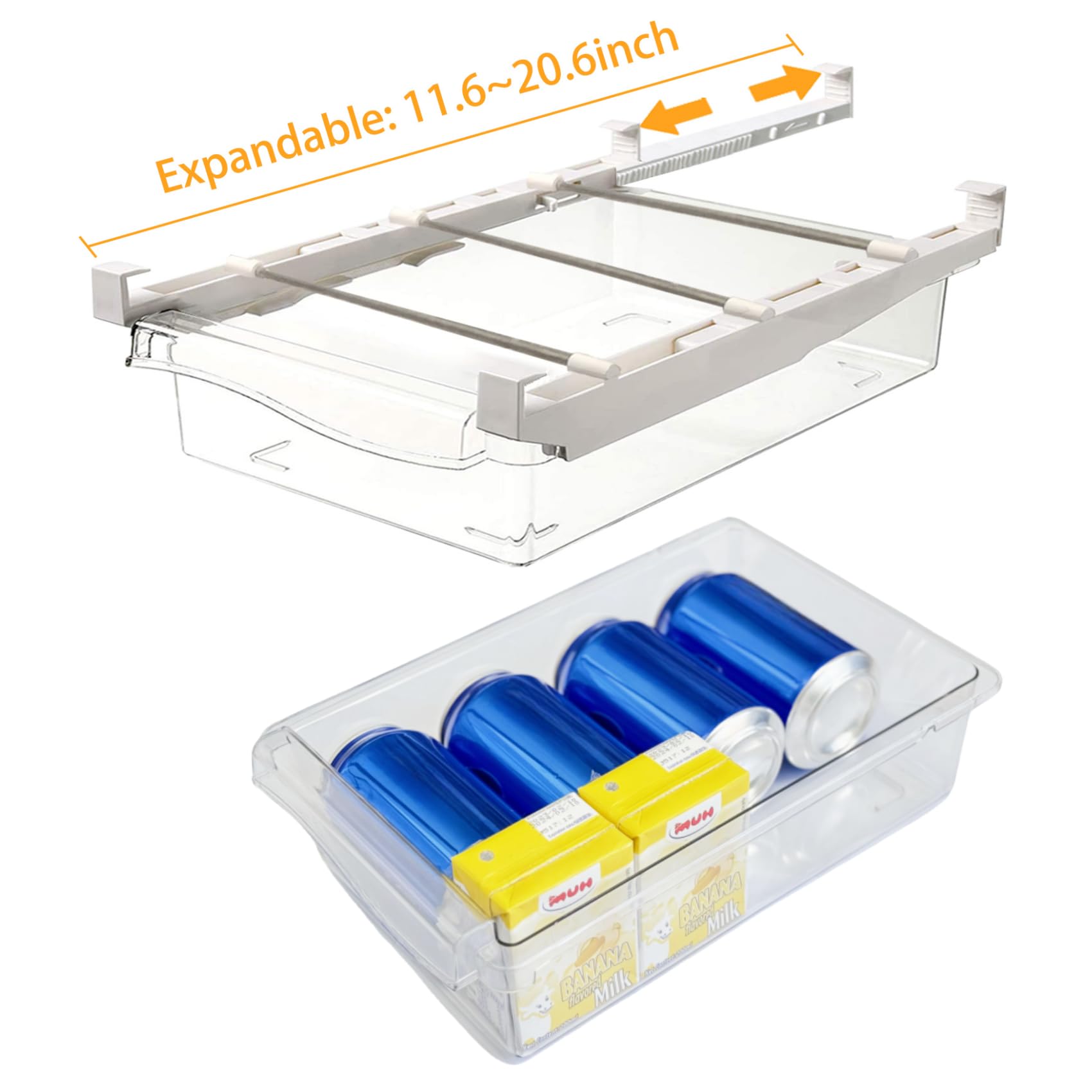 Uralfa 2 Pack Fridge Drawer Organizer, Refrigerator Drawers For Fruit And Vegetable, Refrigerator Organization And Storage Box,
