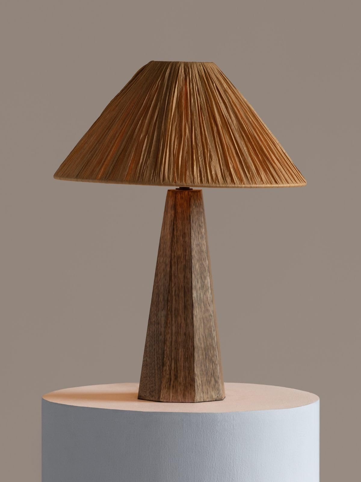 Fig Living Harmony Raffia Table Lamp | 40Cm Tall, Empire Shaped Raffia Lampshade Patented Design | Ideal Lamp For Living Room De