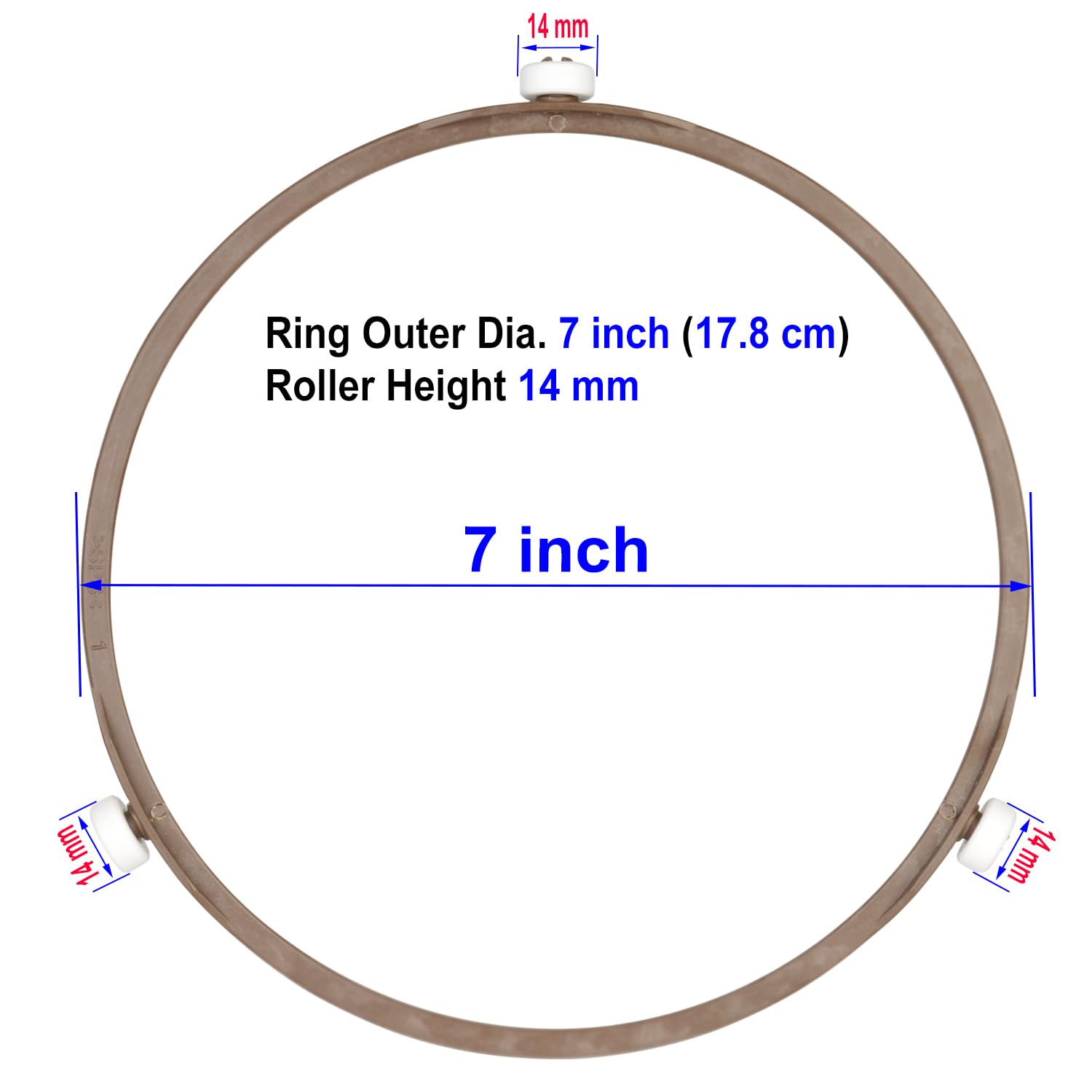 Jolaxy 7'' Microwave Turntable Ring with 14 mm Rollers  Microwave Oven Tray Support  Glass Plate Rotating Roller Ring  Ring Outer Diameter 7 inches (17.8 cm)  Roller Height 14 mm