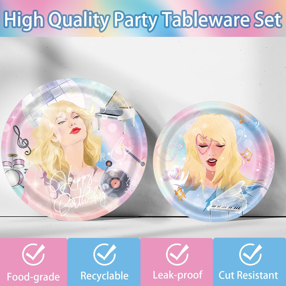 171Pcs Birthday Party Supplies Paper Plates Napkins Disposable Tableware Set Paper Cups Tablecloths And Banner For Girls Fans Bi