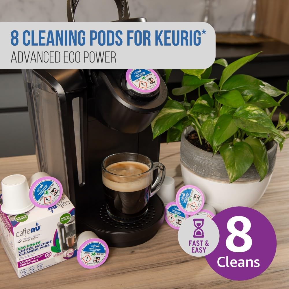 8-Pack Of Keurig Cleaning Pods For Keurig 1.0 & 2.0 Machines - K Cup Cleaner Pods Removes Stale Coffee Residue & Stains - Keurig