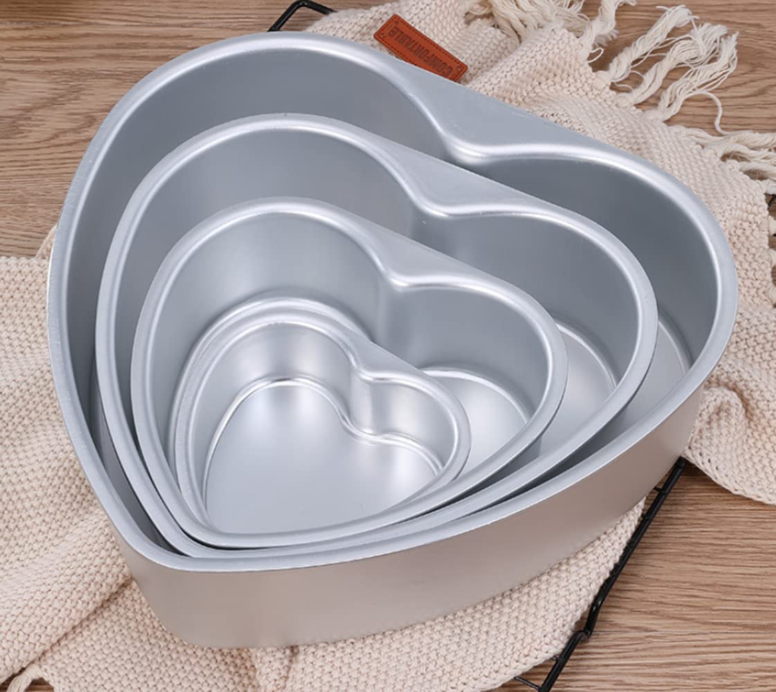 Xiyuan Set Of 4 Cake Pans, Heart Shaped Cake Baking Moulds, Mini Cake Pans, Aluminium Cake Pans 3 Inch, 4 Inch, 5 Inch, 6 Inch,