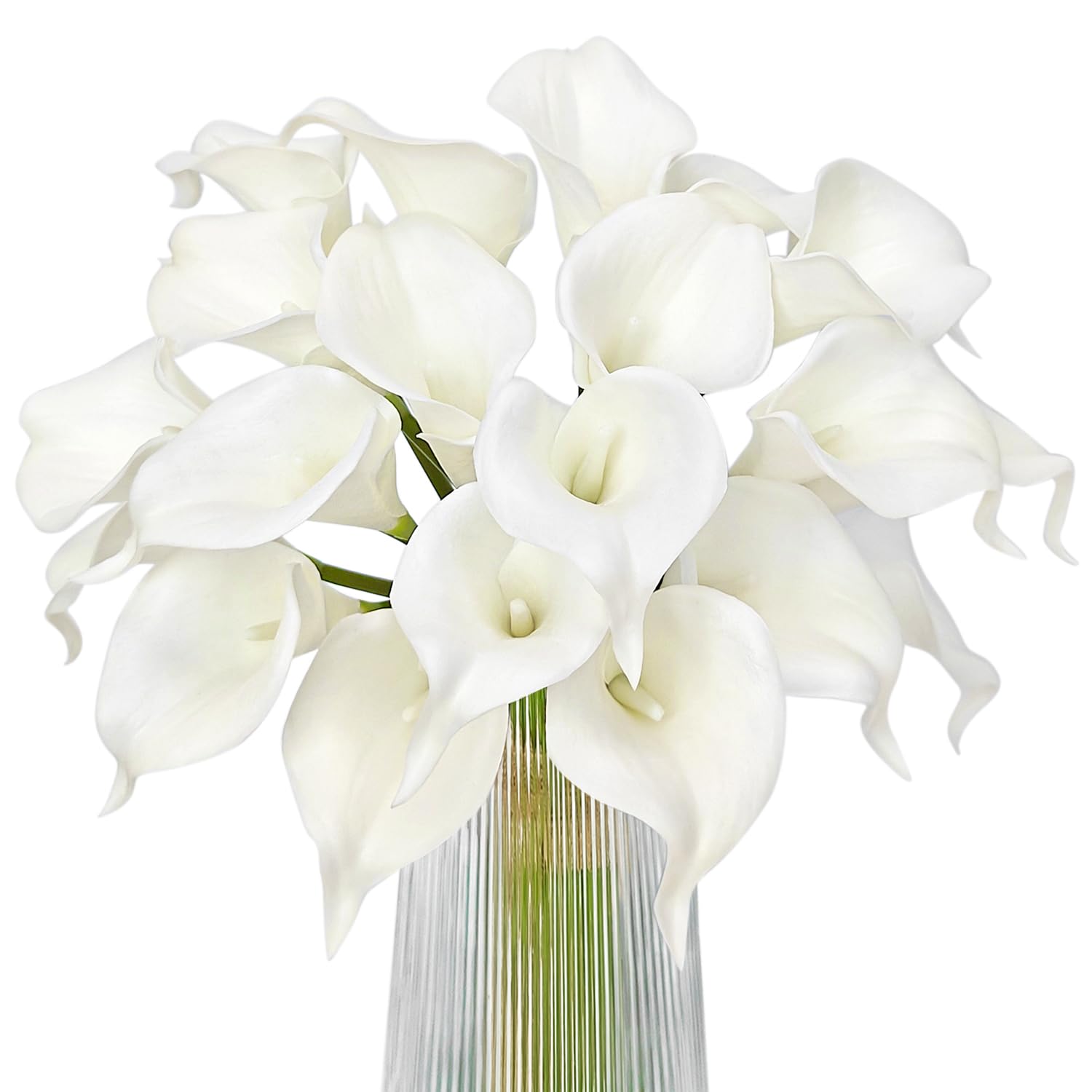 Letjolt White Calla Lily 20Pcs Artificial Flowers Bouquet for Wedding Bride Shower Blessing Gift Home Decoration Faux Calla Lili