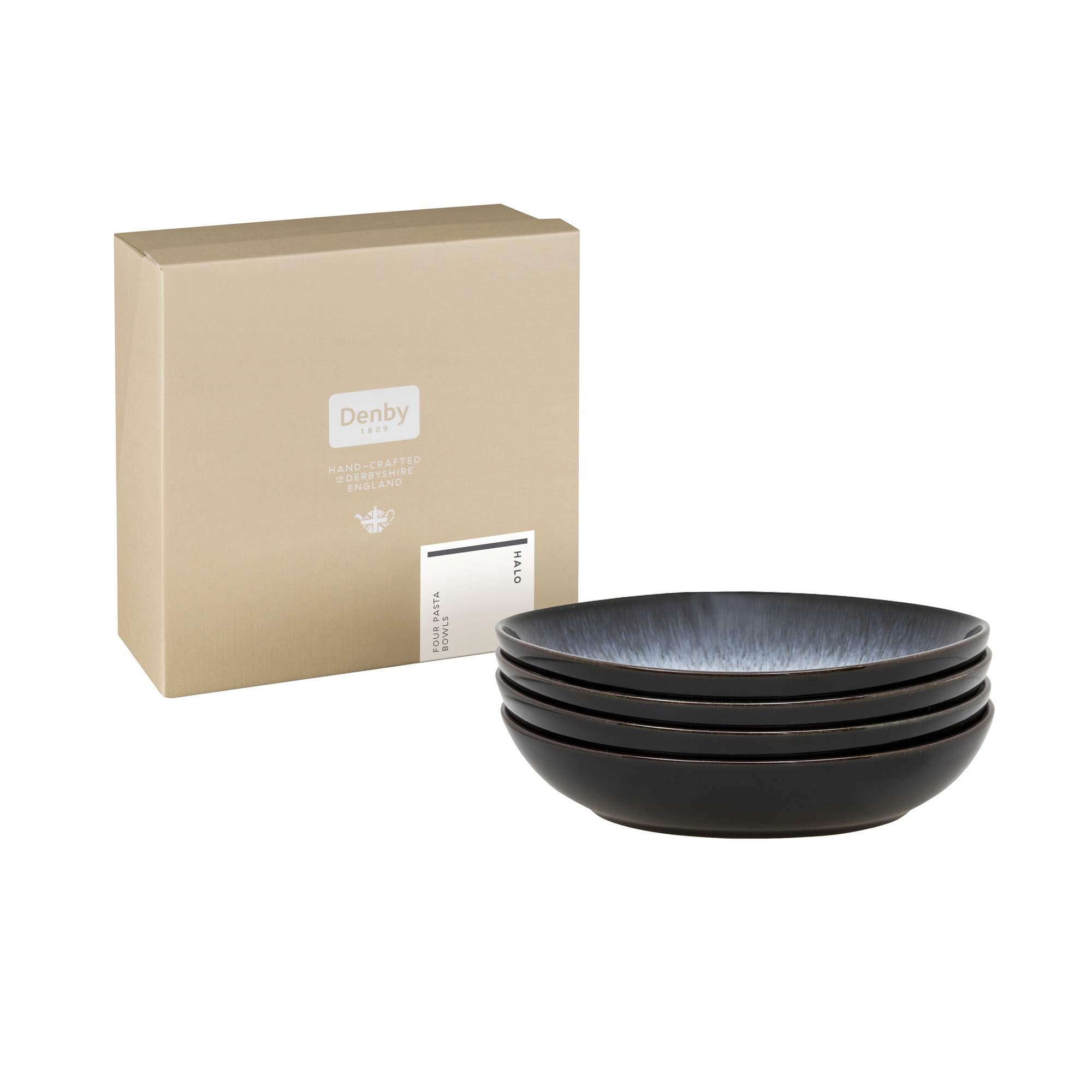 Denby Halo 4 Piece Pasta Bowl Set  Stone  Grey  9.5 x 23 x 22.3 cm