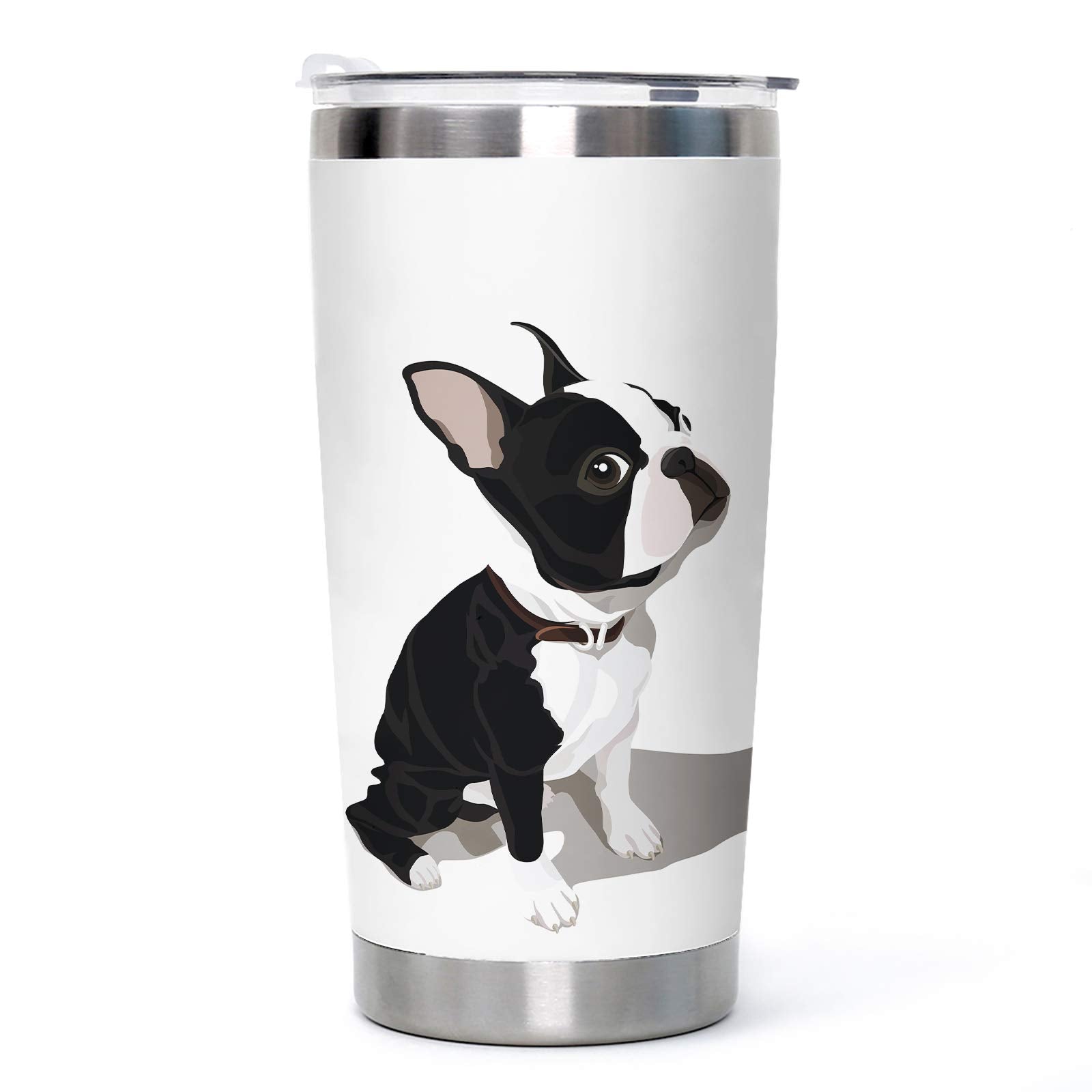 Boston Terrier Stainless Steel Tumbler With Lid 20Oz Funny Bulldog Vacuum Insulated Tumbler Ideal Gifts To Dog Mom, Dad, Kids, W