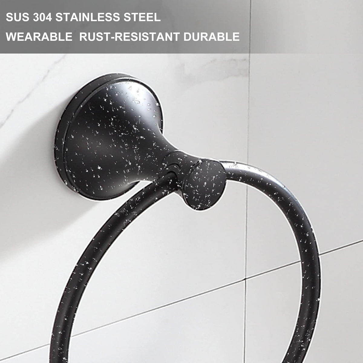 Bvl 2 Pack Black Towel Ring Hand Towel Holder Ring Hanger For Bathroom ...