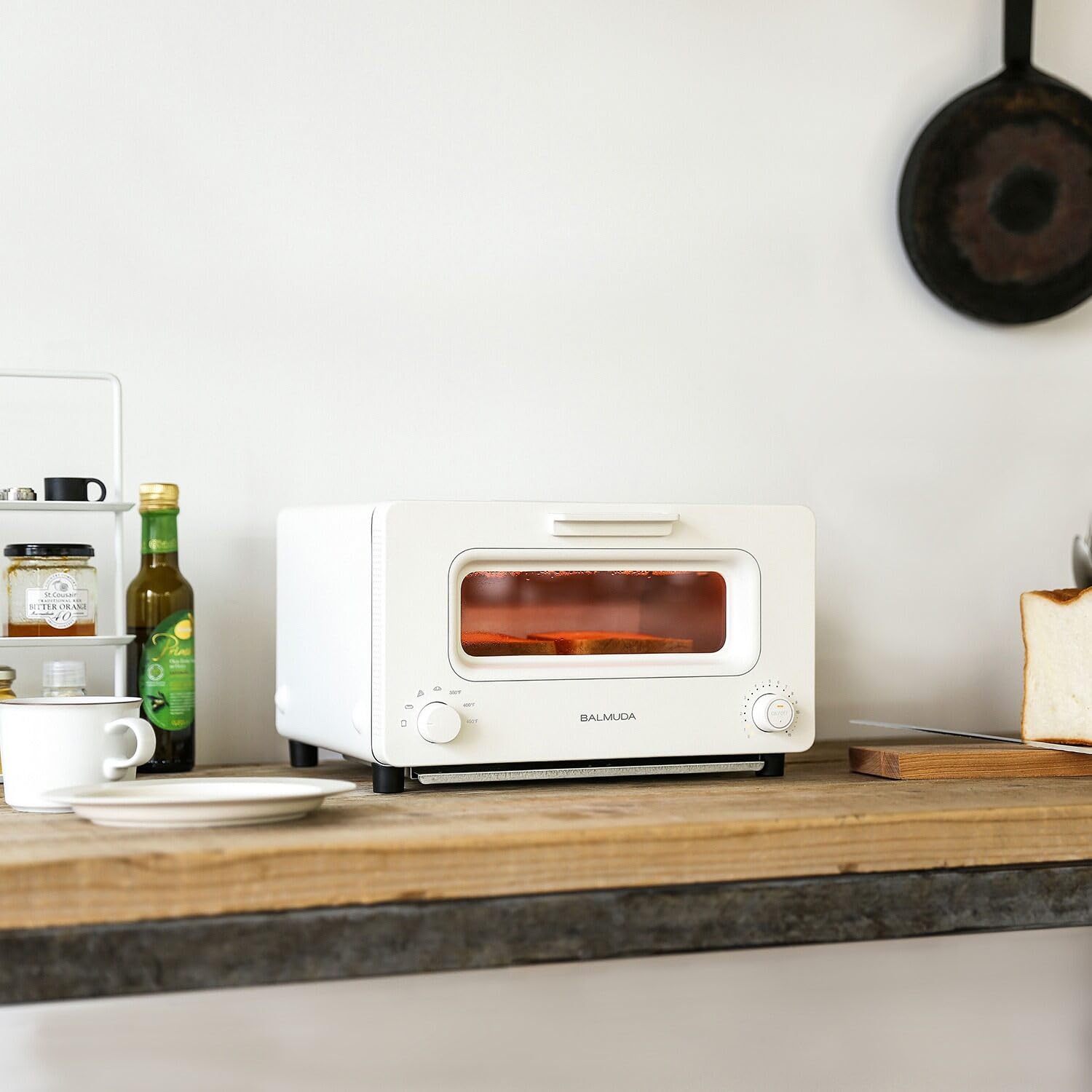 BALMUDA The Toaster  Steam Oven  5 Cooking Modes - Sandwich Bread  Artisan Bread  Pizza  Pastry  Oven  Compact Design  Baking Pan  K01M-WS  White  US Version