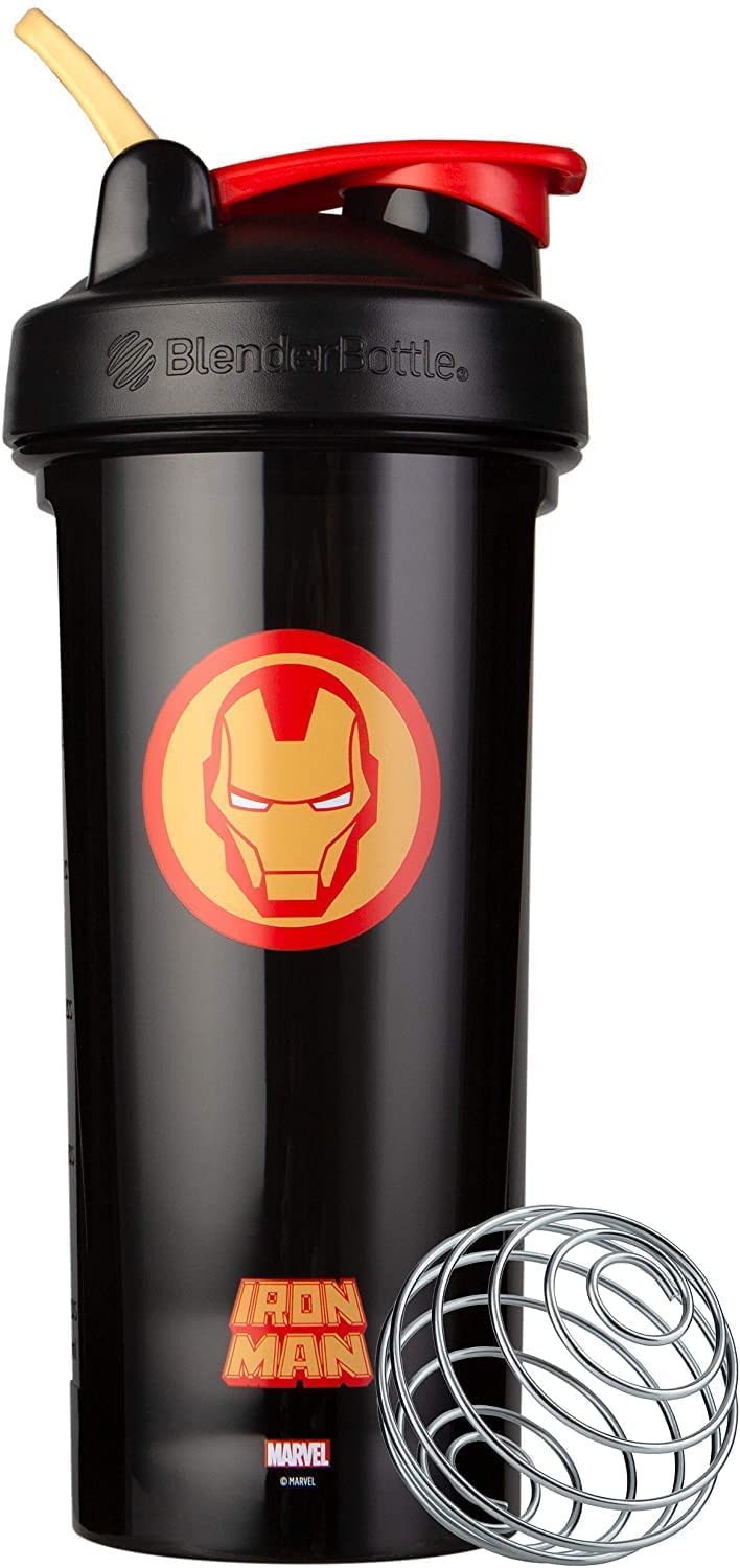 Blenderbottle Marvel Shaker Bottle Pro Series Perfect For Protein Shakes And Pre Workout, 28-Ounce, Iron Man Head