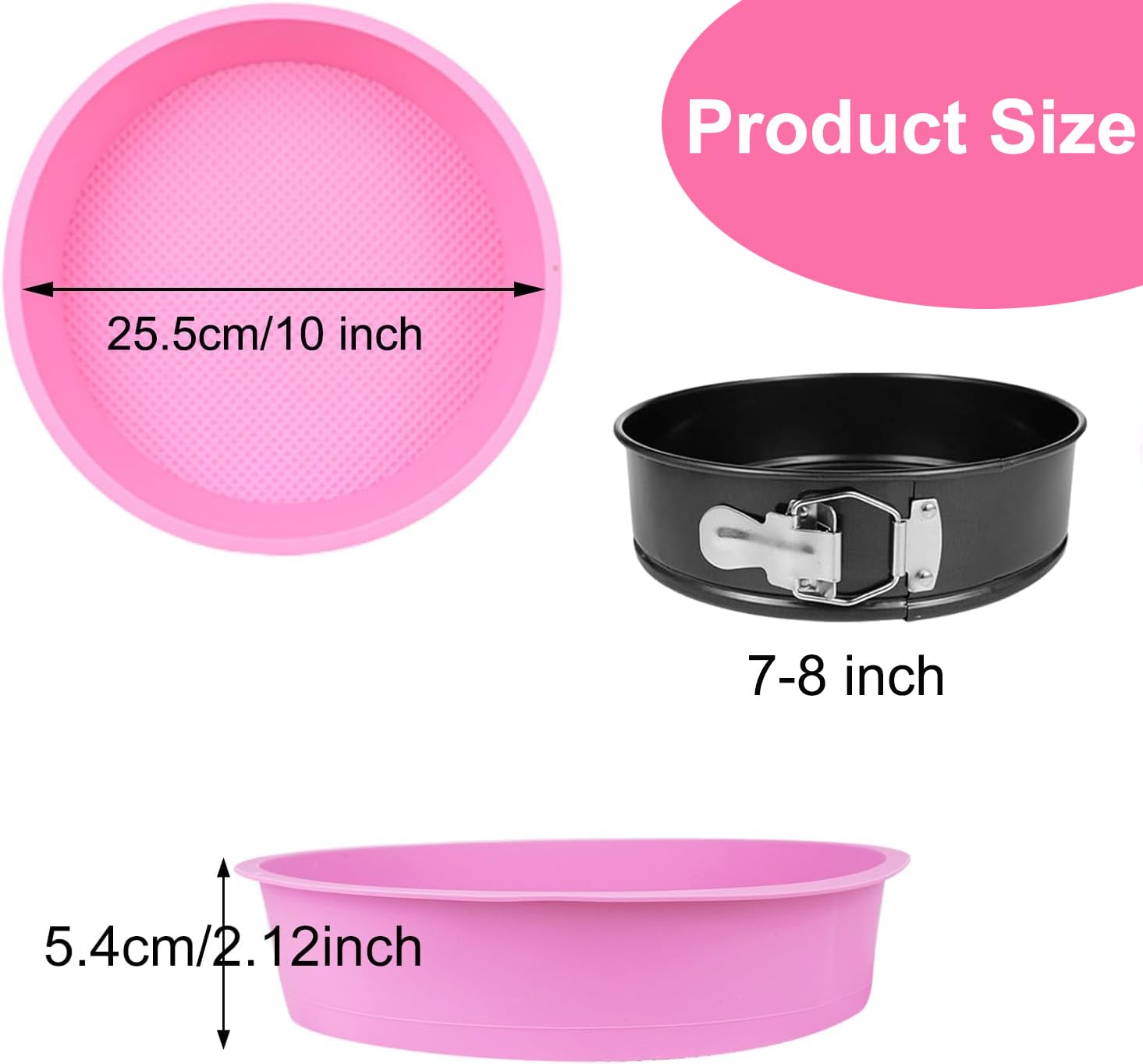 Dhieong Silicone Springform Pan Protector - 3 Pcs Water Bath Protector for 9-9.5 Inch Pans - Pink