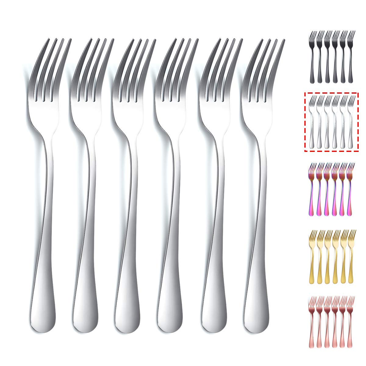 Kyraton Dinner Fork 6 Pieces, Stainless Steel 8.17 Inch Forks Silverware, Table Forks Set Of 6