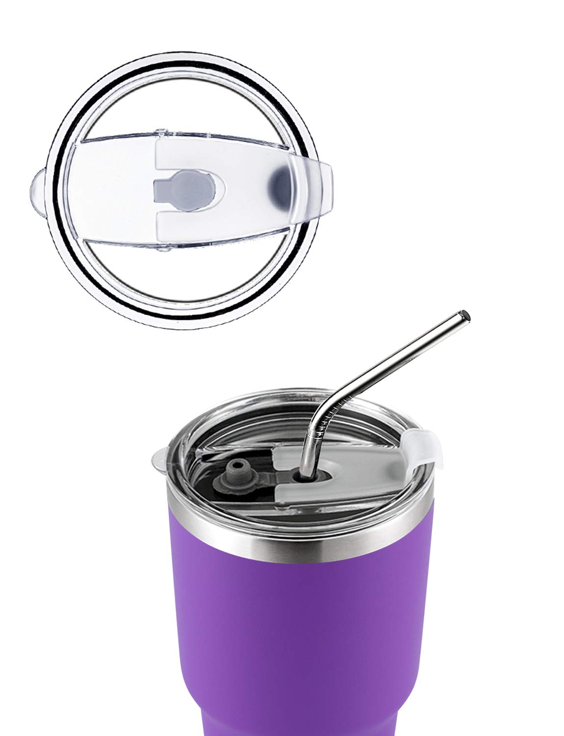 Ds 30Oz Purple Tumbler Stainless Steel Double Wall Vacuum Insulated Mug With Straw And Lid, Cleaning Brush For Cold And Hot Beve