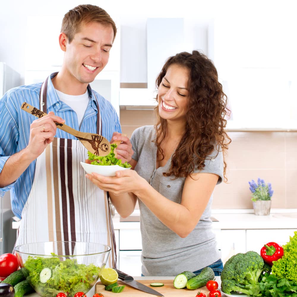 Jack Skellington Wooden Spoons For Cooking Utensils Set - Magic Pattern Burned Wooden Spatulas Kitchen Utensil Set For Kitchen D