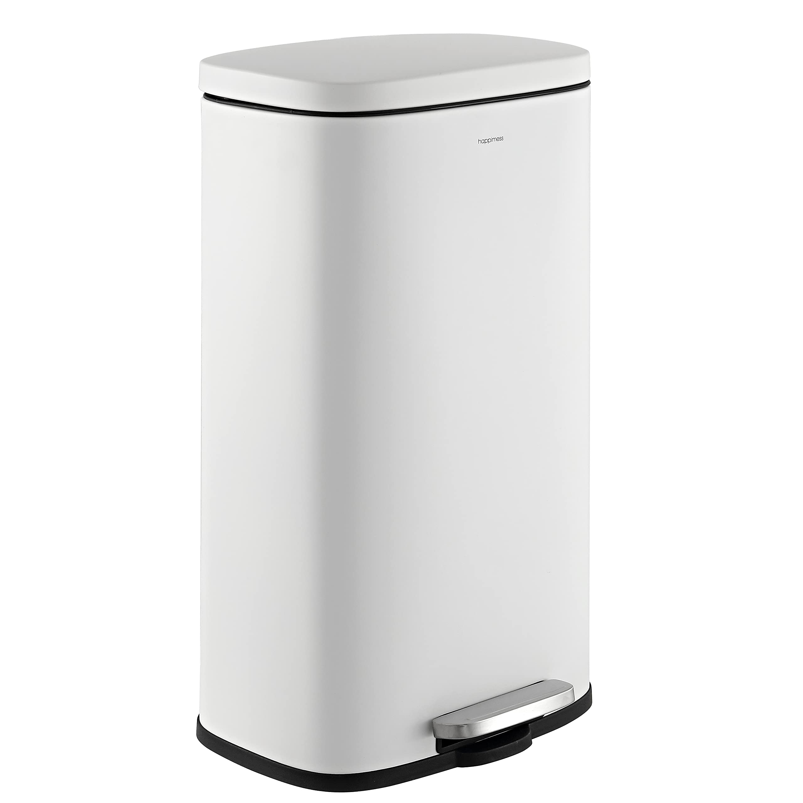 Happimess Hpm1011C Curtis 8-Gallon Step-Open Trash Can With Soft-Close Lid, Modern, Minimalistic, Fingerprint Proof For Home, Ki
