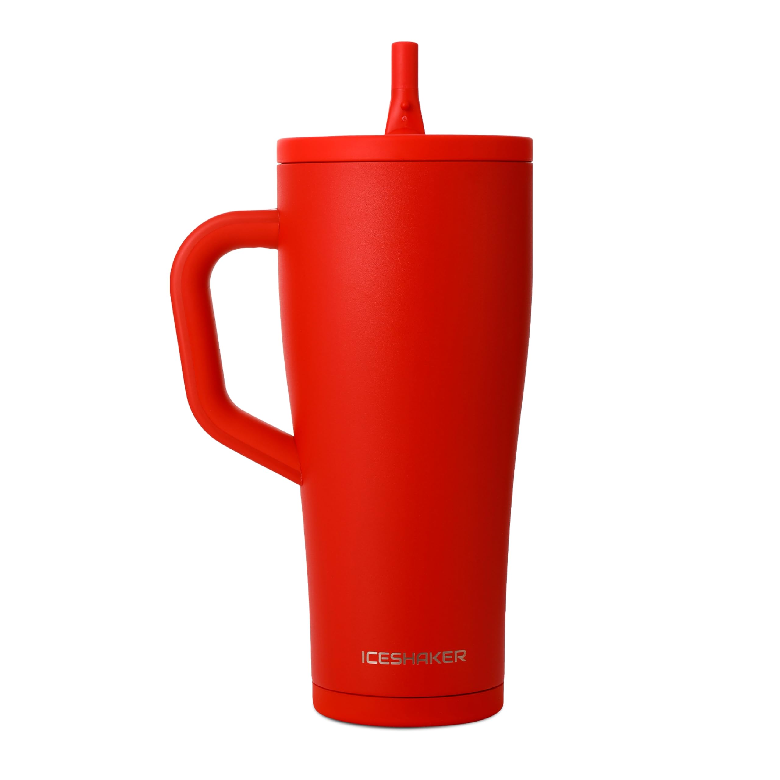 Ice Shaker 32 oz Tumbler with Handle and Straw | 32oz Red | Cold for 30+ Hours | 2-in-1 Tumbler Shaker Bottle | Odor-Free 32 oun