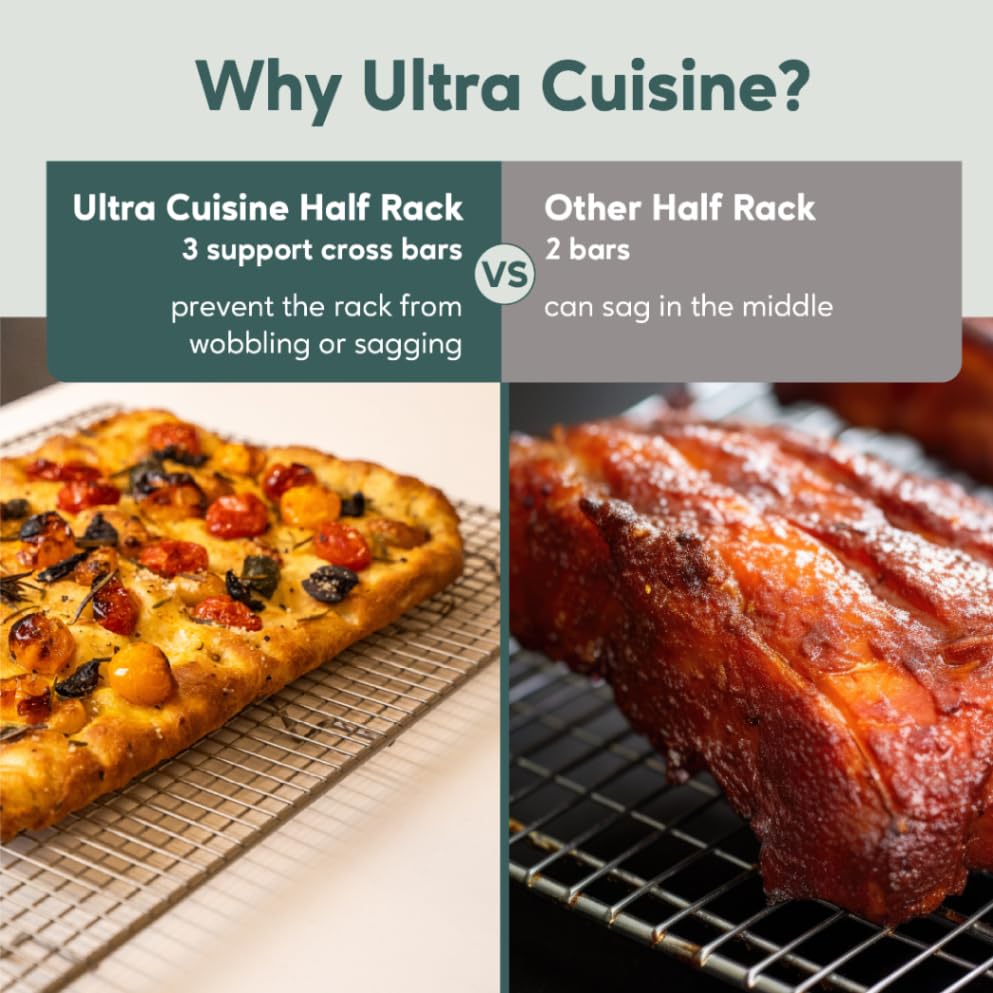 Ultra Cuisine Oven-Safe, Dishwasher-Safe 100% Stainless Steel Cooling And Baking Rack Set Heavy Duty Tight-Wire - 11.5 X 16.5-In