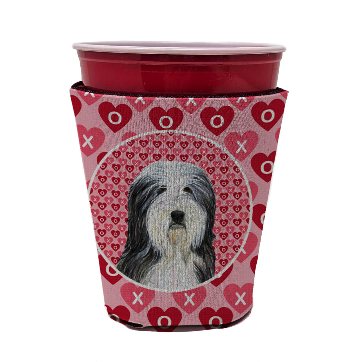 Caroline'S Treasures Ss4497Rsc Bearded Collie Hearts Love And Valentine'S Day Red Cup Hugger Cup Cooler Sleeve Hugger Machine Wa