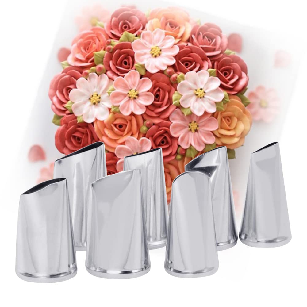 Rose Piping Tips,Petal Ruffle Decorating Tips Set Flower Pastry Tips Icing Frosting Tips Baking Tools Stainless Steel Cake Decor