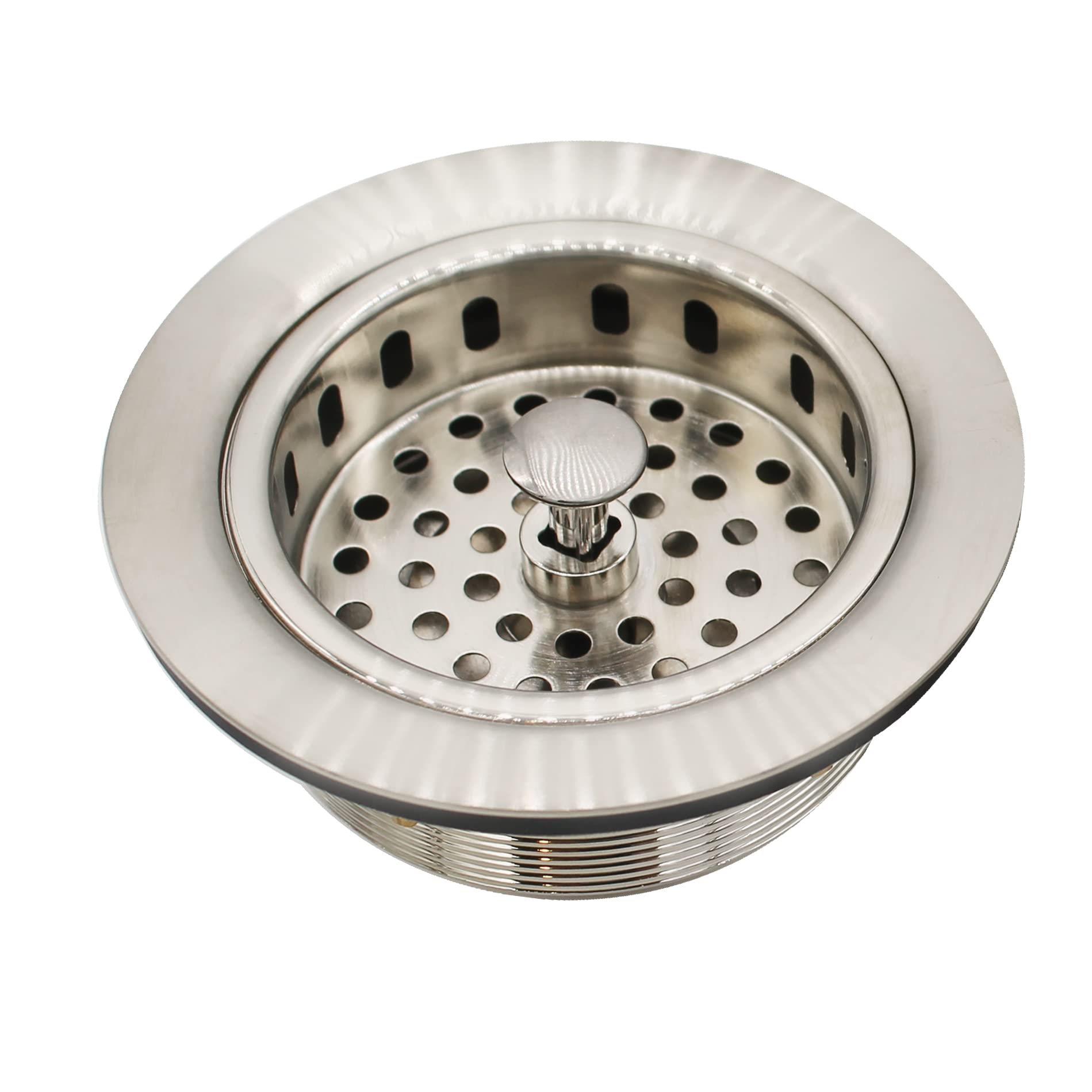 Westbrass D2165-07 Post Style Large Kitchen Basket Strainer With Waste Disposal Flange And Stopper, Satin Nickel