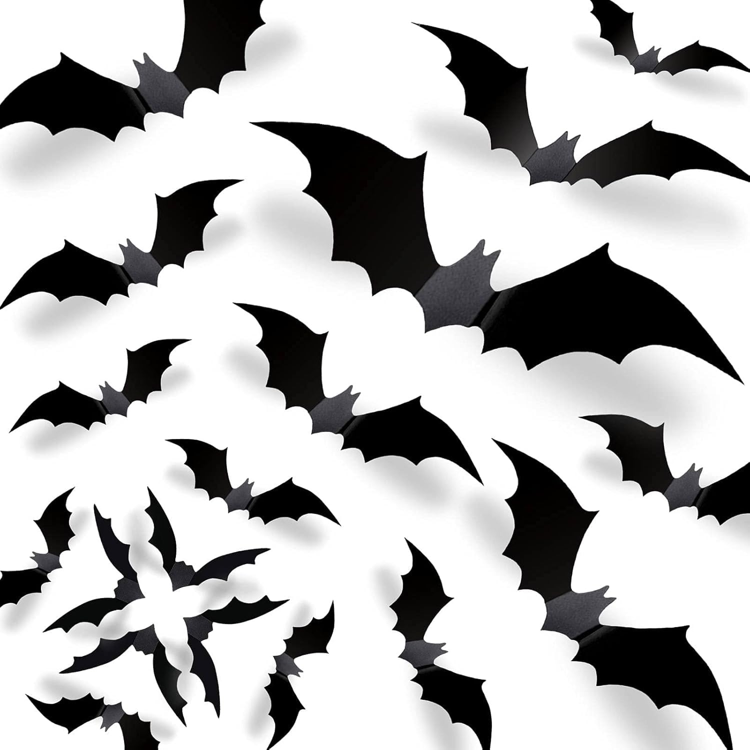 Cesof Halloween Bats Wall Decor 3D Bats Decorations - 120 Pcs 5 Sizes Matte Black Pvc Reusable Diy Bat Stickers Vintage Wall Dec
