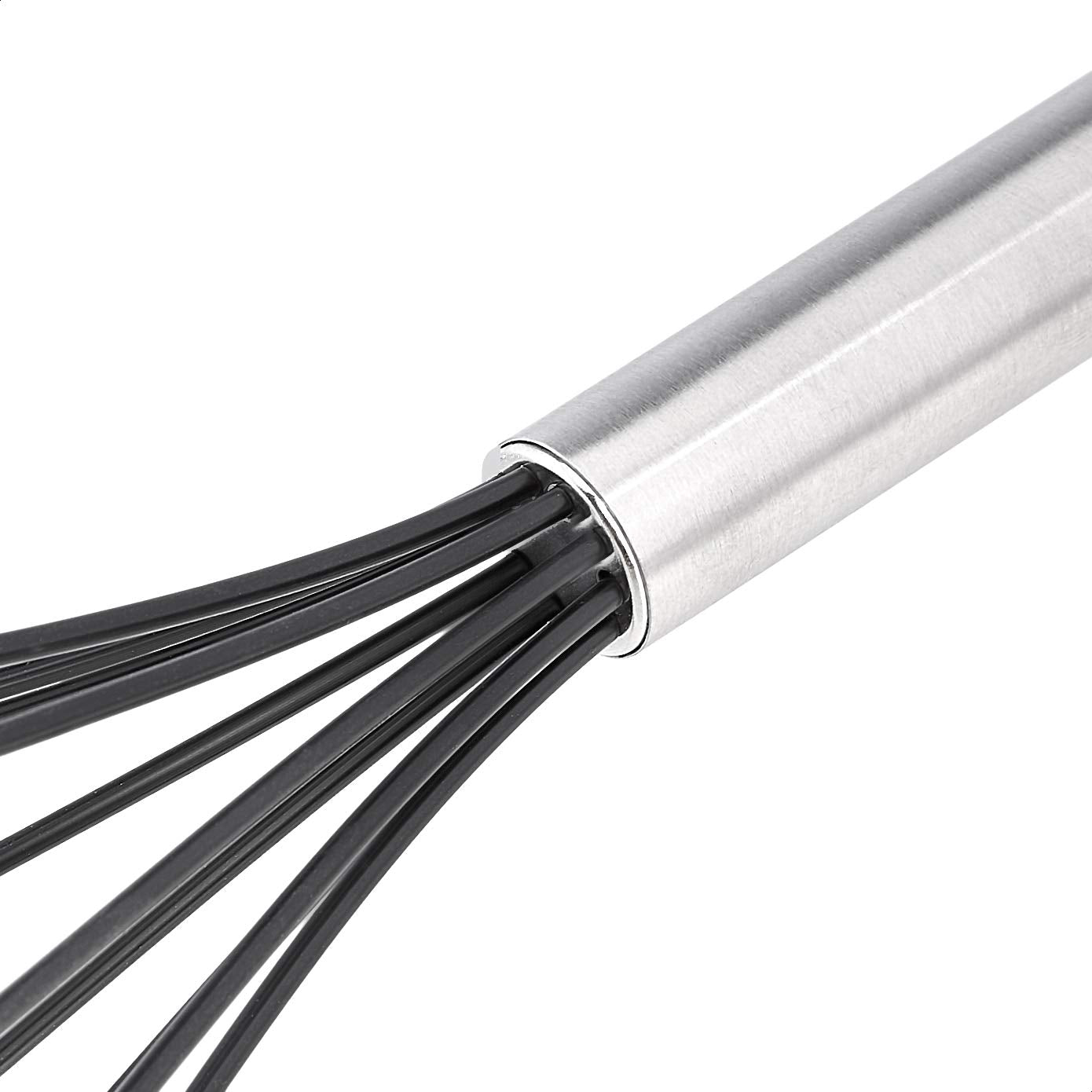 Amazon Basics Stainless Steel And Silicone Non-Stick Coated Whisk Set, 8'', 10'', And 12'', Pack Of 3, Black (Previously Amazonc