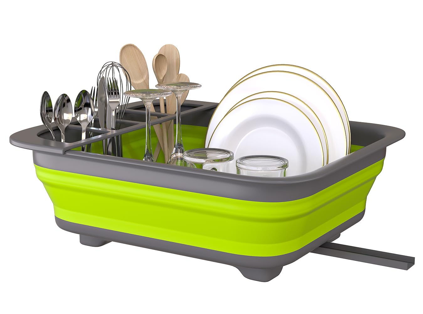 Thanstar Collapsible Dish Drying Rack For Rv Campers Portable Dinnerware Drainer Organizer For Kitchen Travel Trailer-Green