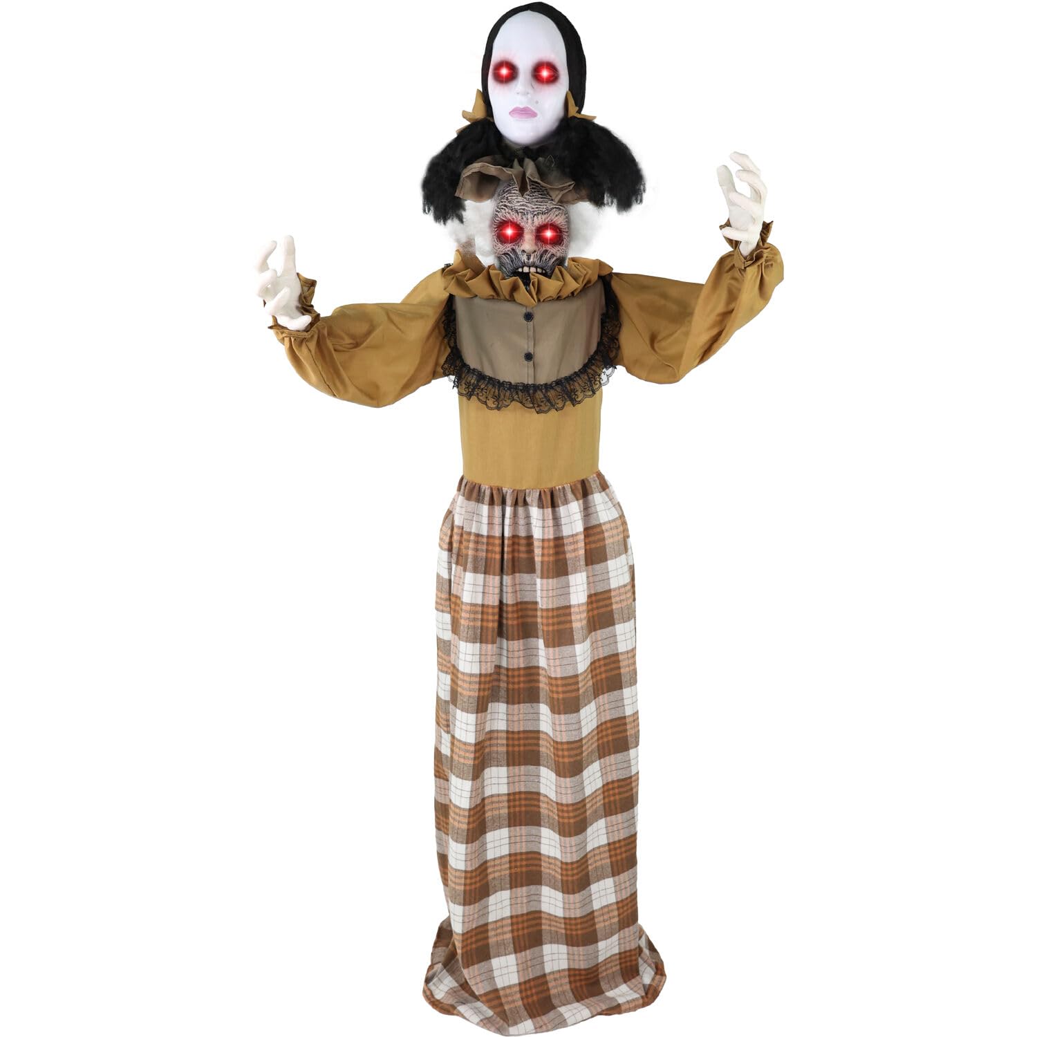 Haunted Hill Farm Lifesize 5.2-Ft Animatronic Scary Haunted Woman with Touch Activated Lights and Sound, Battery-Operated Indoor