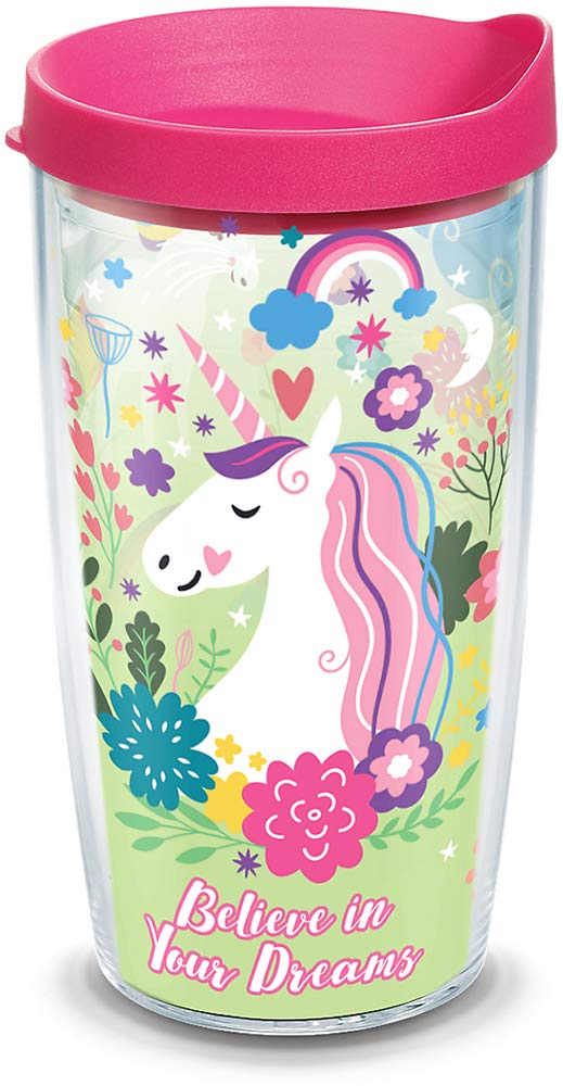 Tervis Believe In Dreams Unicorn Made in USA Double Walled Insulated Tumbler Travel Cup Keeps Drinks Cold & Hot, 16oz, Classic