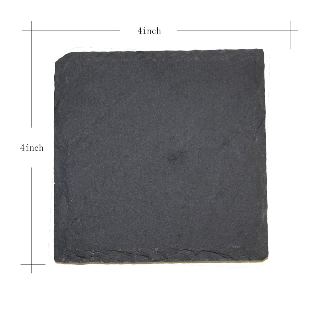 Monkey Sun 60 Pack 4 X 4 Inch Gorgeous Black Slate Stone Coasters Bulk Square Slate Stone Cup Coaster For Drink Bar Kitchen Home