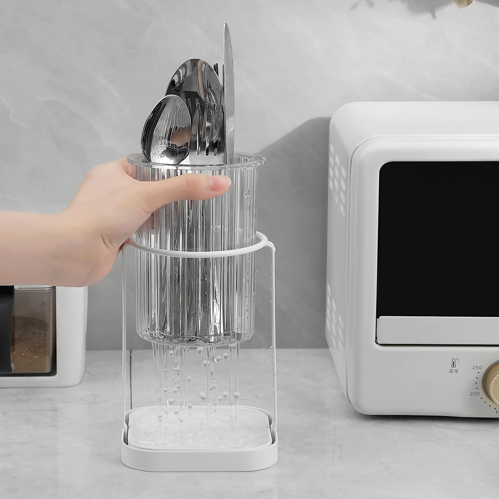 Toothbrush Holders With Drain Tray, Hanging Toothbrush And Toothpaste Holder Organizer Bathroom Caddy Countertop For Toothpaste,