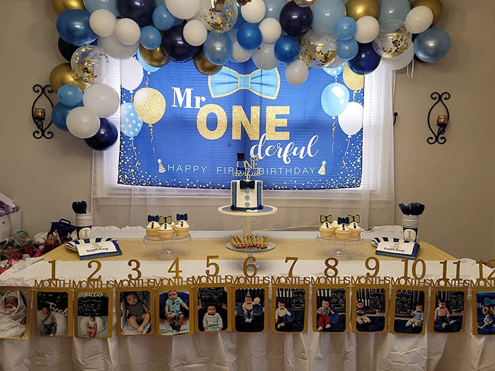 1St Birthday Baby Photo Banner ,Gold Glitter Growth Record 1 To12 Month Photo Prop ,Monthly Milestone Photograph Bunting Garland