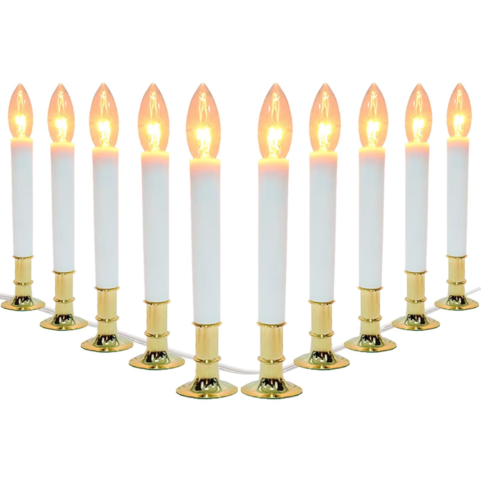Electric Window Candle Lamp with Gold Plated Base, Dusk to Dawn Sensor Turns Candle on in Dark and Off in Light, Ready to Use 10