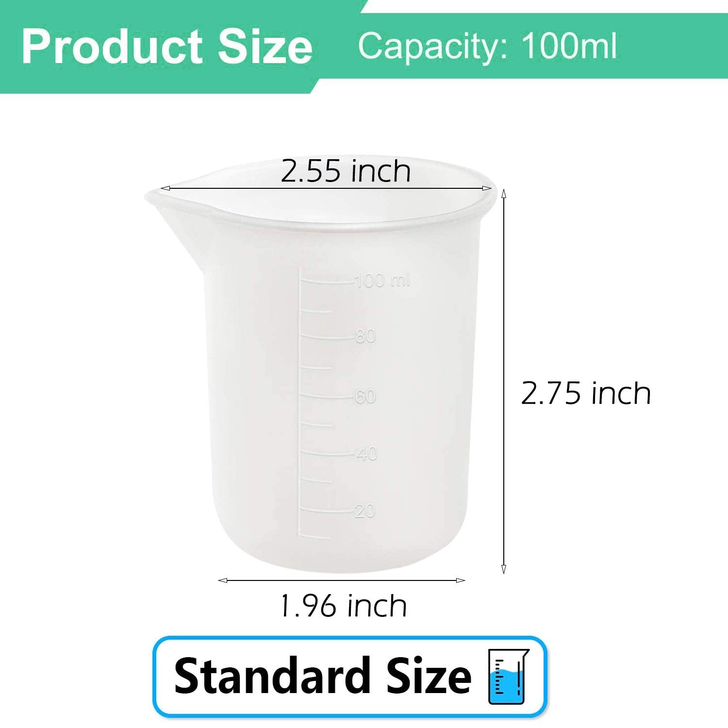 10 Pcs 100Ml Silicone Measuring Cups For Resin Non-Stick Mixing Cups Glue Tools, Precise Scale Toning Cups For Resin Diy Craft J
