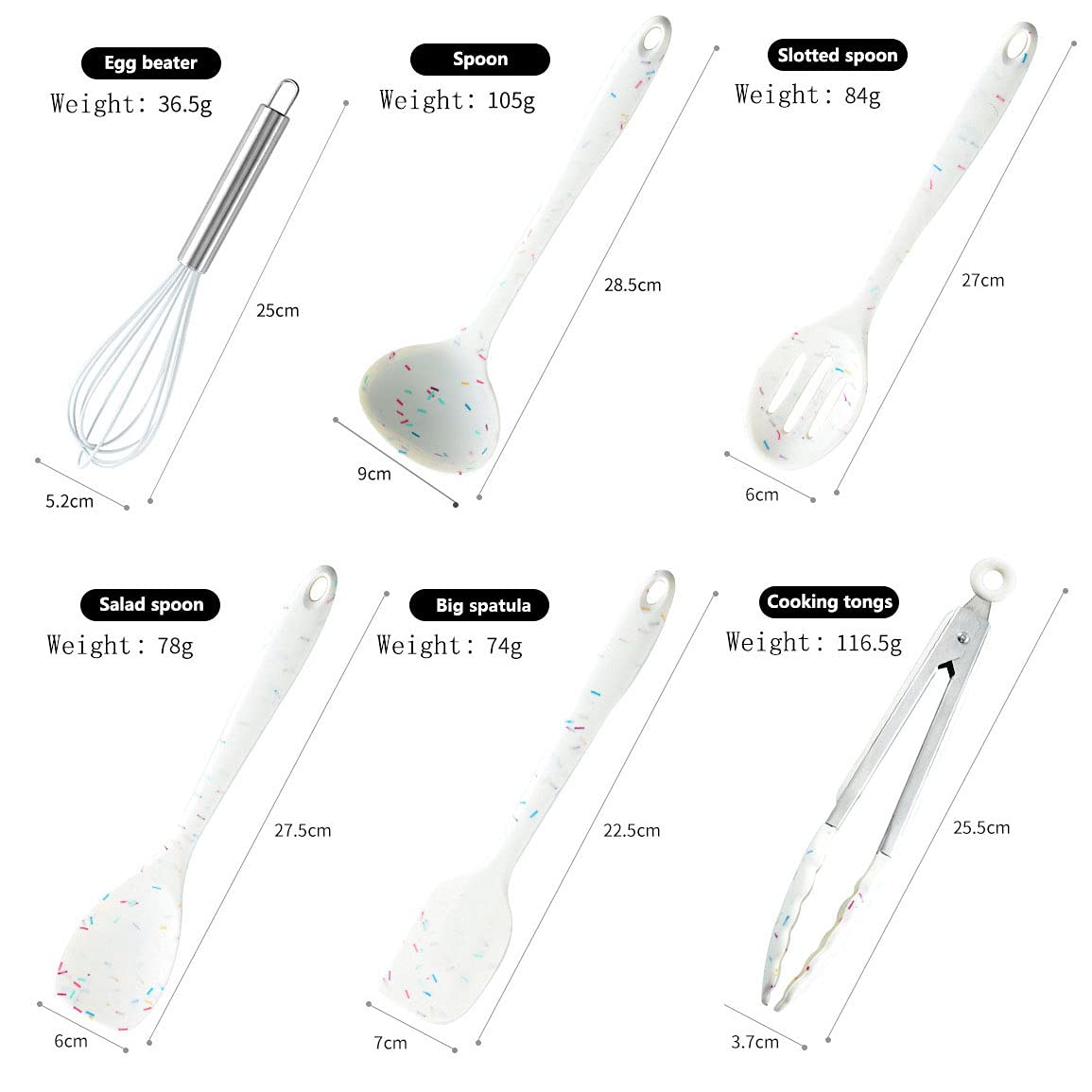 Aeelue 11 Pcs Silicone Cooking Utensils Kitchen Utensil Set,Turner,Tongs,Spatula,Spoon,Brush,Egg Beater. Colorful Silicone Kitch